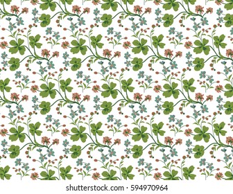 Clover Flower Pattern Background - Shamrock Floral - Vintage