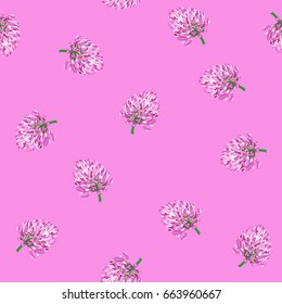 clover flowers on pink background. vector seamless pattern
