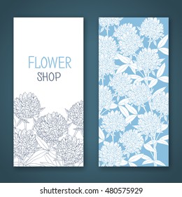 Clover flowers. A template of the gift certificate for flower shop, a card or the invitation. Vector.