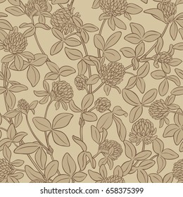 clover flowers vector pattern on color background