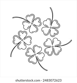 Clover Four Leaf Icon Monoline Style, Single Stroke Width Four Leaf Clover, Symbol Of Good Luck Vector Art Illustration, Monoline Style, Single Stroke Width