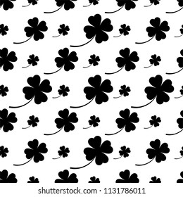 Clover Four Leaf Icon Seamless Pattern Vector Art Illustration