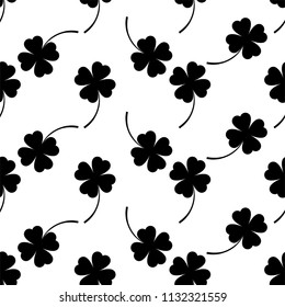 Clover Four Leaf Icon Seamless Pattern Vector Art Illustration