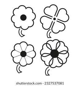 clover with four leaf icon. Vector illustration. stock image.