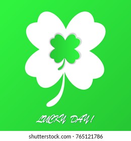 clover four leaf for saint patrick's day vector illustration isolated on green background. 