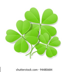 clover four leaf for saint patrick's day vector illustration isolated on white background EPS10. Transparent objects used for shadows and lights drawing