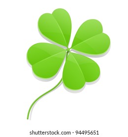 clover four leaf for saint patrick's day vector illustration isolated on white background EPS10. Transparent objects used for shadows and lights drawing