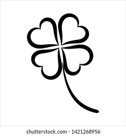 Clover Four Leaf Shamrock Calligraphic Vector Art Illustration