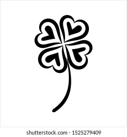 Clover Four Leaf Shamrock Calligraphic Vector Art Illustration