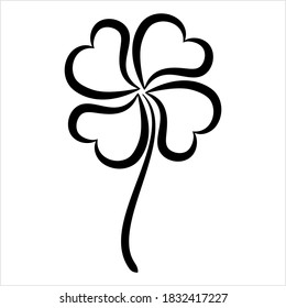 Clover Four Leaf Shamrock Calligraphic Vector Art Illustration