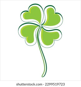 Clover Four Leaf Shamrock Calligraphic Vector Art Illustration