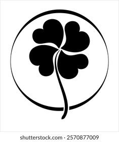 Clover Four Leaf Shamrock Calligraphic Vector Art Illustration