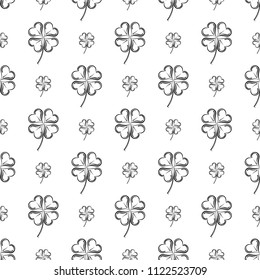 Clover Four Leaf Shamrock Seamless Pattern Vector Art Illustration