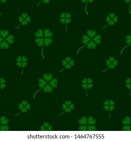 Clover Four Leaf Shamrock Seamless Pattern Vector Art Illustration