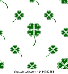 Clover Four Leaf Shamrock Seamless Pattern Vector Art Illustration