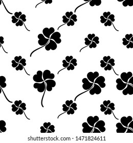 Clover Four Leaf Shamrock Seamless Pattern Vector Art Illustration