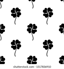 Clover Four Leaf Shamrock Seamless Pattern Vector Art Illustration