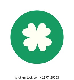 Clover four leaf symbol. Green leaf. Symbol of St. Patrick's Day. Green clover leaf flat icon.