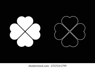 Klee vier Blatt Vektor Shamrock Symbol. St Patrick Glück Klee gutes irisches grünes Herz flachen Shamrock isoliertes Symbol. Vier Blatt Klee einfache Icon Set Vektor. Klee mit vier Blättern Klee Silhouette