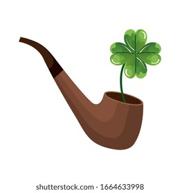 clover of four leafs in pipe smoking isolated icon vector illustration designicon