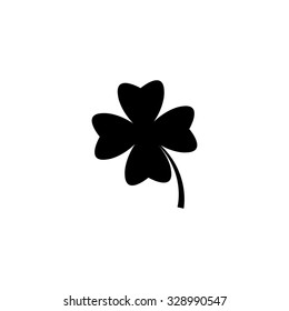 Clover with four leaves - black vector icon