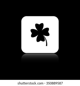 Clover with four leaves - black vector icon on the white button