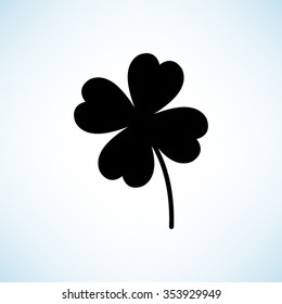 Clover with four leaves -  black vector icon