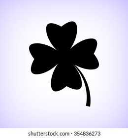 Clover with four leaves -  black vector icon