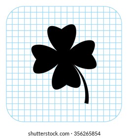 Clover with four leaves - black  vector icon