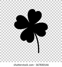 Clover with four leaves -  black vector icon