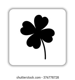 Clover with four leaves  - black vector icon