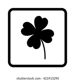 Clover with four leaves  - black vector icon