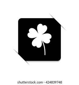 Clover with four leaves  - black vector icon