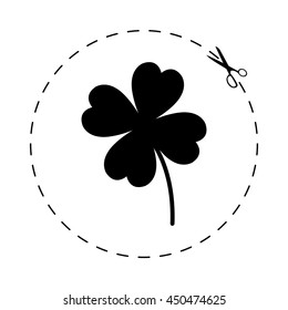 Clover with four leaves  - black vector icon