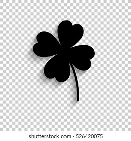 Clover with four leaves - black vector icon with shadow