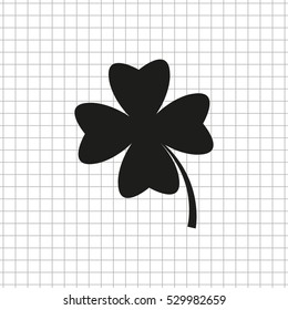 Clover with four leaves  - black vector icon