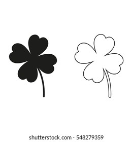 Clover with four leaves  - black vector icon
