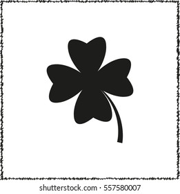 Clover with four leaves  - black vector icon