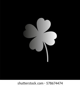 Clover with four leaves -  black vector icon