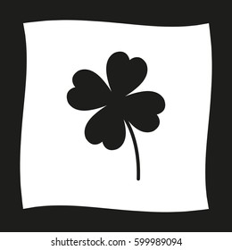 Clover with four leaves  - black vector icon
