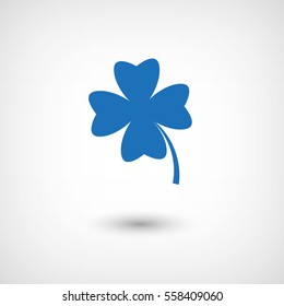 Clover with four leaves  - blue vector icon