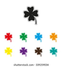 Clover with four leaves - color vector icon