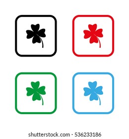 Clover with four leaves  - color vector icon