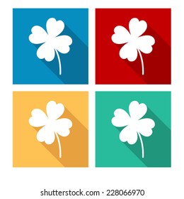 Clover with four leaves - flat icon with long shadow