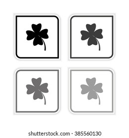 Clover with four leaves -  grayscale vector icon