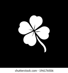 Clover with four leaves Icon Isolated on Black Background