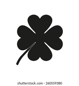 The clover with four leaves icon. Saint Patrick symbol. Flat Vector illustration