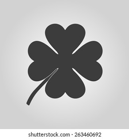 The clover with four leaves icon. Saint Patrick symbol. Flat Vector illustration