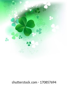 Clover with four leaves on white background with green and shamrock.