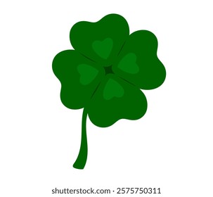 Clover four leaves. Quatrefoil lucky symbol. Saint Patrick's day. Ireland holiday. Flat Vector illustration isolated on white background 